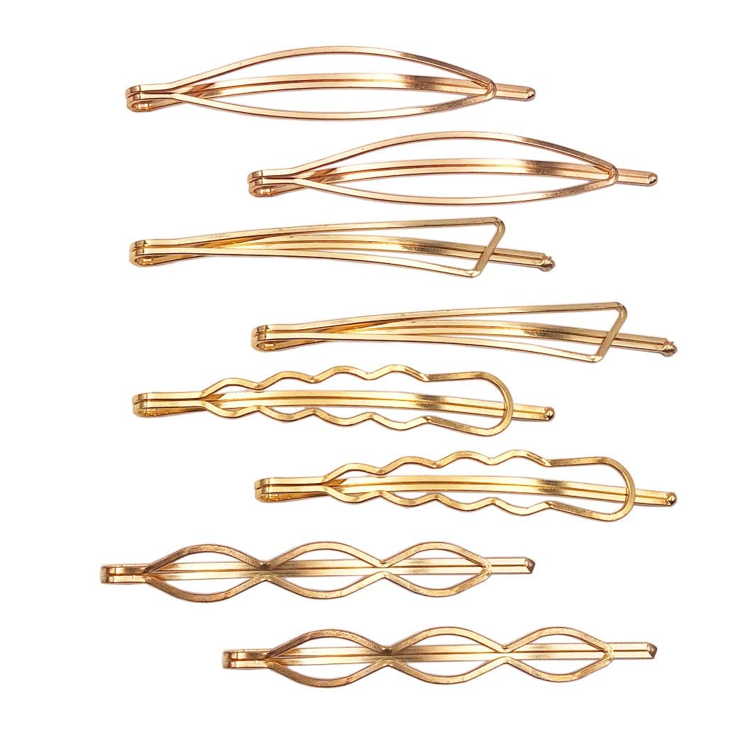 Messen Hair Pins Set Geometric Hair Clips Metal Hairpin Minimalist Hair Styling Jewelry Hair Clamps Accessories Barrettes Gold Bobby Pin for Girl Women (8 Pieces,Style 7)