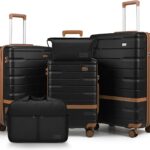 Luggage Sets 5 Piece Luggage Sets Lightweight Hard Shell Suitcases with Spinner Wheels for Family Travel – Durable PC+ABS Material Carry On Luggage (Black)