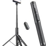 Sensyne 60″ Phone Tripod – Selfie Stick, Lightweight All in One Phone Tripod Integrated with Wireless Remote Compatible with All Cell Phones for Selfie/Video Recording/Photo/Live Stream/Vlog（Black）