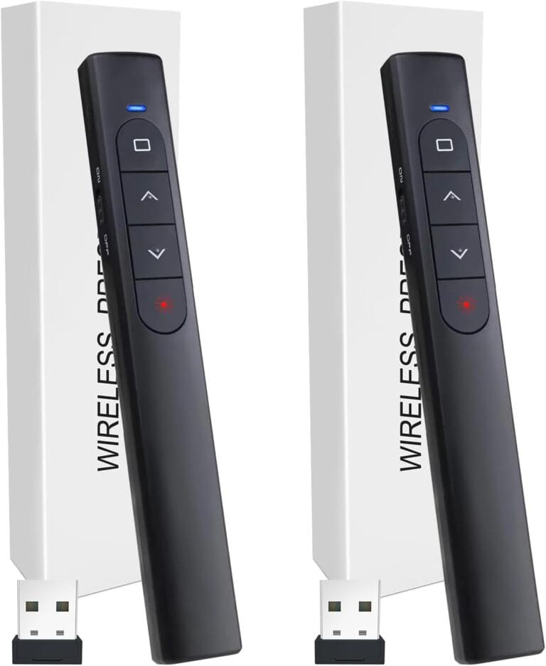 (2 Units) Wireless Presenter Remote, Presentation Clicker with Hyperlink & Volume Remote Control PowerPoint Office Presentation Clicker for Keynote/PPT/Mac/PC/Laptop