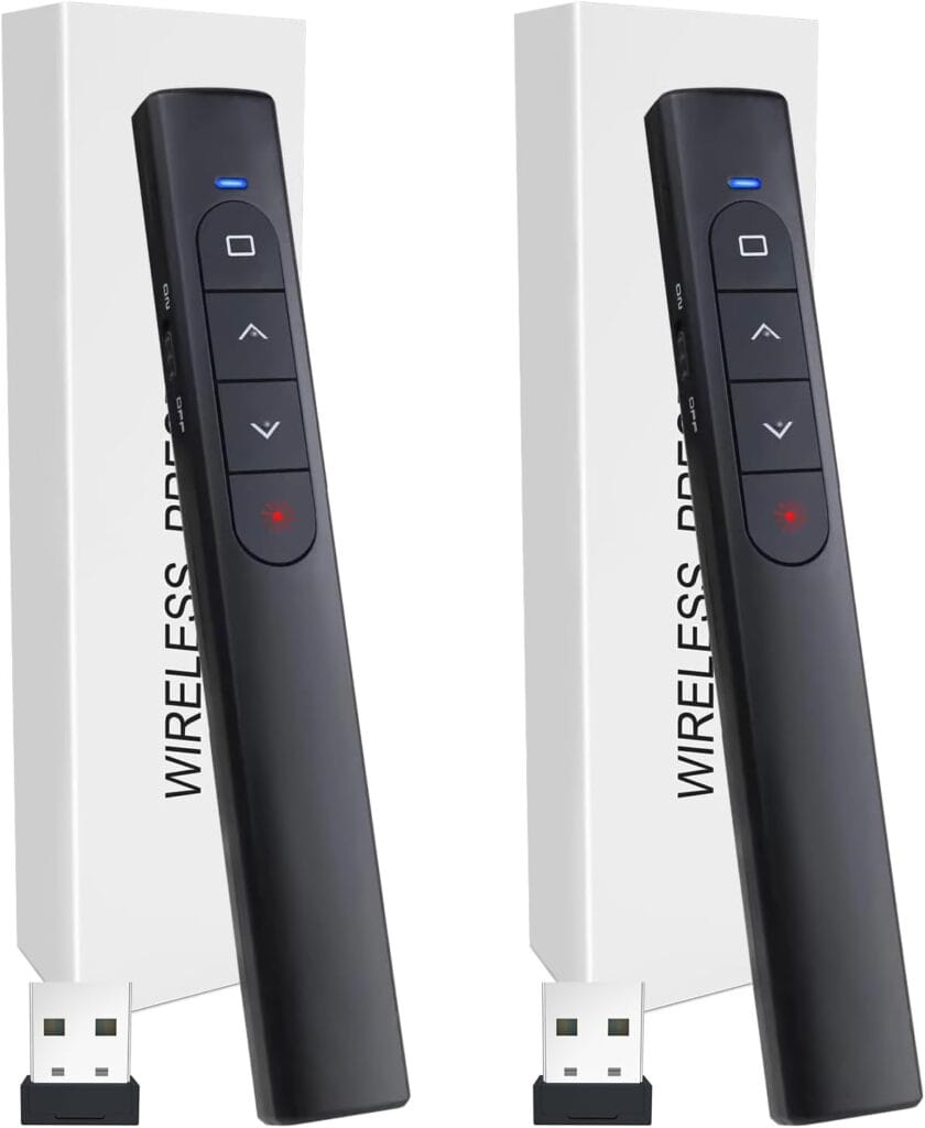 (2 Units) Wireless Presenter Remote, Presentation Clicker with Hyperlink & Volume Remote Control PowerPoint Office Presentation Clicker for Keynote/PPT/Mac/PC/Laptop