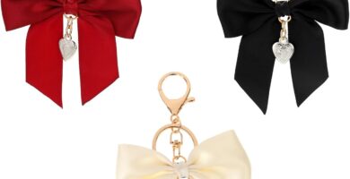 3 Pack Cute Bow Purse Charms – Red, White & Black Bowknot Key Chains for Handbag, Car Key Ring & Bag Charm Pendant