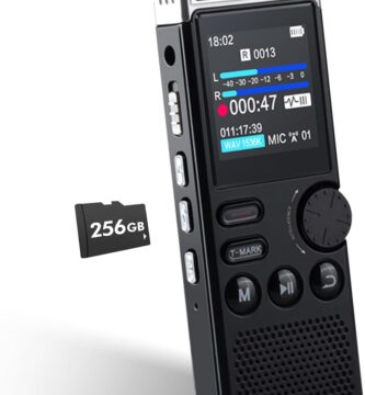 Professional 264GB WUCOTC Digital Voice Recorder – Voice Activated Recorder for Lectures Meetings – 18000 Hours Recording Device with Playback, MP3 Player, Password Protection, Variable Speed., Black