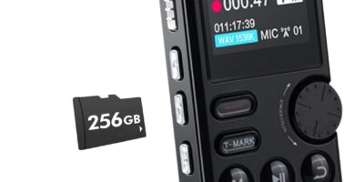 Professional 264GB WUCOTC Digital Voice Recorder – Voice Activated Recorder for Lectures Meetings – 18000 Hours Recording Device with Playback, MP3 Player, Password Protection, Variable Speed., Black