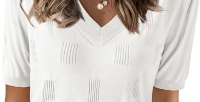 Arach&Cloz Women’s Lightweight Fall Sweater Tops Casual Short Sleeve Blouses Shirts