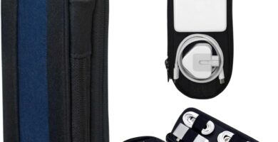 SIDE BY SIDE Electronics Organizer Travel Case for Cables, Charger, Power Bank – Tech Bag for MacBook Accessories, Adapter – Slim Cord Organizer Bag with Gift Box for Travel & Daily Use