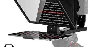 NEEWER Basics X12B Aluminum Alloy Liftable Teleprompter 12″ for iPad Tablet Phone DSLR Camera, No Assembly, Remote & App Control, Compatible with iOS Android, Pro for Online Teaching Live Streaming