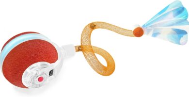 Interactive Cat Toys for Indoor Cats,The 3rd Generation Agile Moving Cat Ball with Elastic Mesh Tail,Automatic Kitten Toys for Bored Indoor Adult Cats,Motion Activated (Orange)