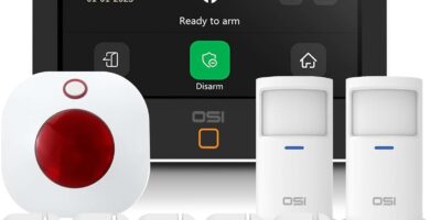 OSI Alarm System for Home Security (Gen 2)11 piece. DIY, Touch Screen, Motion Detection, Contact sensors, Wireless Siren, Remotes, Phone App, Compatible with Alexa, Continuous Updates,NO Monthly Fees