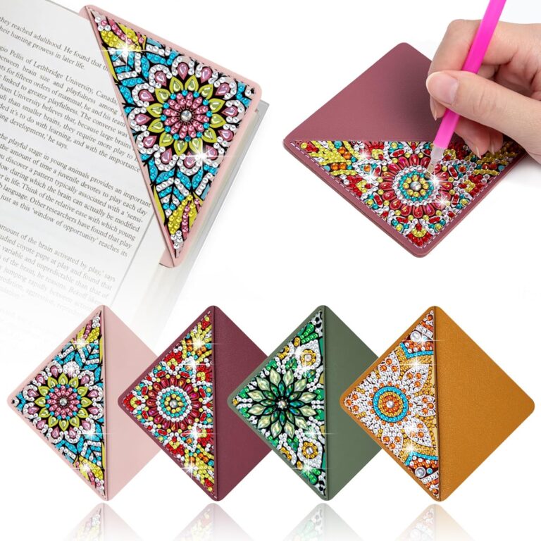 4 pcs Diamond Painting Bookmarks, DIY Diamond Art Kits for Adults, Book Corner – Protecting Bookmark Craft Supplies Kits for Book Lovers(Mandala)