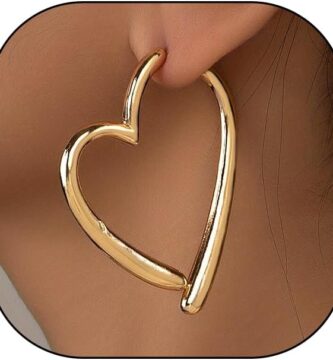 Gold Heart Asymmetrical Earrings for Women Large Heart Shaped Hoop Dangle Earrings Minimalist 80s Love Front Back Earrings Chrome Hearts Jewelry Gifts