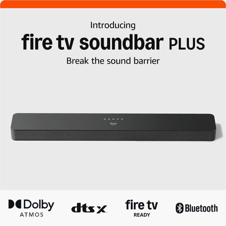 Amazon Fire TV Soundbar Plus (newest model) with built-in subwoofer, 3.1 channel, Dolby Atmos, clear dialogue