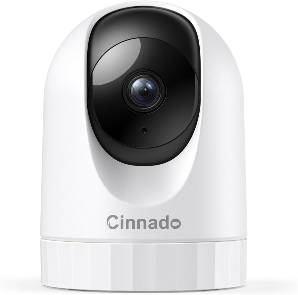 Cinnado Security Camera Indoor-2K 360° WiFi Cameras for Home Security，Pet/Dog/Baby Camera with Phone app, 2-Way Audio, Night Vision, 24/7 SD Card Storage, Works with Alexa & Google Home (2.4Ghz)-D1