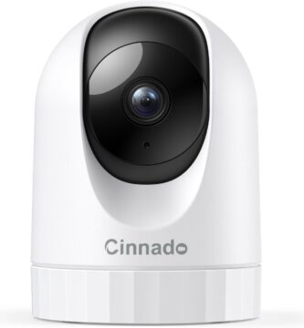 Cinnado Security Camera Indoor-2K 360° WiFi Cameras for Home Security，Pet/Dog/Baby Camera with Phone app, 2-Way Audio, Night Vision, 24/7 SD Card Storage, Works with Alexa & Google Home (2.4Ghz)-D1