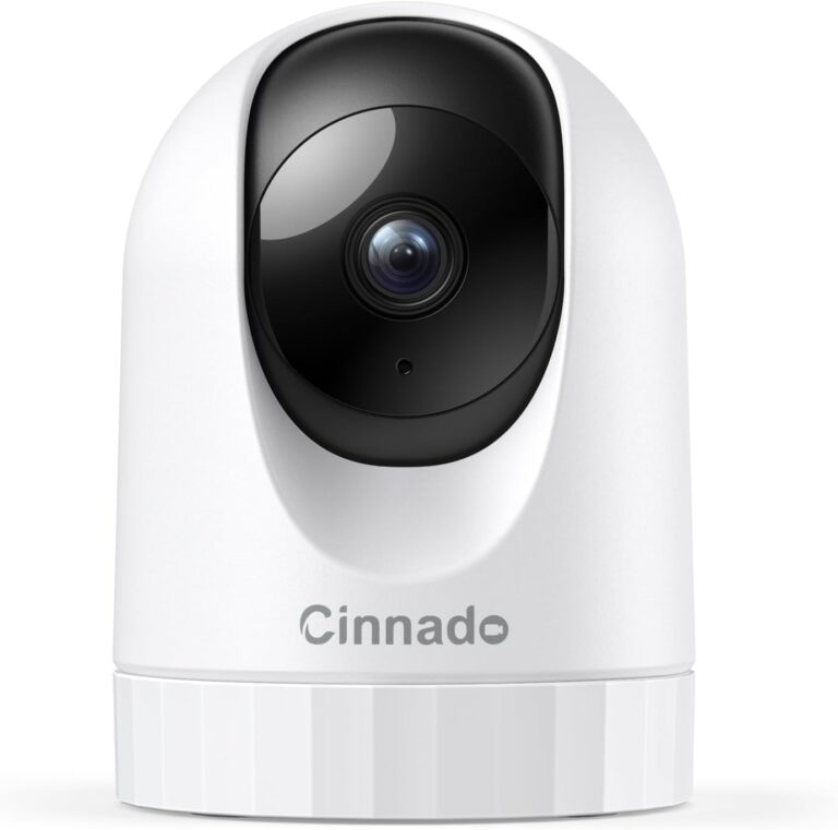 Cinnado Security Camera Indoor-2K 360° WiFi Cameras for Home Security，Pet/Dog/Baby Camera with Phone app, 2-Way Audio, Night Vision, 24/7 SD Card Storage, Works with Alexa & Google Home (2.4Ghz)-D1