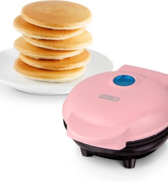 DASH Mini Maker Electric Round Griddle for Individual Pancakes, Cookies, Eggs & other on the go Breakfast, Lunch & Snacks with Indicator Light + Included Recipe Book – Pink