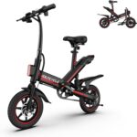 Electric Bike for Adults Teens, 14″ Folding Electric Bicycle,Commuter City E-Bike with 350W Motor and 36V 10.4Ah Battery,3 Levels Assist, Dual Disc Brakes,40 Miles PAS Range Mini E Bikes