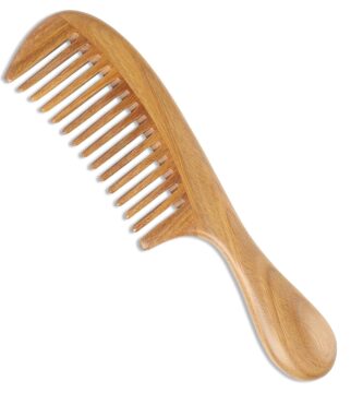 Onedor Handmade 100% Natural Green Sandalwood Hair Combs – Anti-Static Sandalwood Scent Natural Hair Detangler Wooden Comb (Wide Tooth),1 Count (Pack of 1)