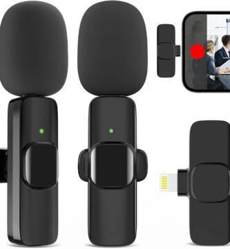 2 Pack Wireless Lavalier Microphone for iPhone, Professional Lapel Mics, Wireless Mic Plug-Play, Lapel Microphone for Video Recording Interview Vlog YouTube TikTok(for iPhone 14 and Below)