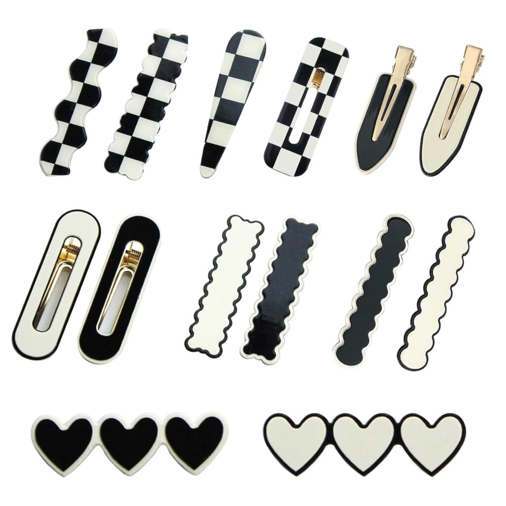 14 PCS No Bend Hair Clips Black White Hair Barrettes Fashion Cute Acrylic Hair Pins for Women Korean Styling Minimalist Hairpin Vintage Hairpin Gift Hair Accessories