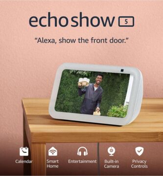 Amazon Echo Show 5 (newest model), Smart display with 2x the bass and clearer sound, Glacier White