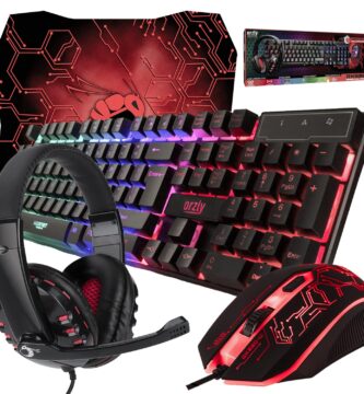 Gaming Keyboard and Mouse and Mouse pad and Gaming Headset, Wired LED RGB Backlight Bundle for PC Gamers and Xbox and PS4 Users – 4 in 1 Edition Hornet RX-250