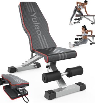Yoleo Adjustable Weight Bench for Full Body Workout; Foldable Bench Press Bench of Home Gym Strength Training; Incline Decline Flat Utility Workout Bench with Quick Folding& Fast Adjustment (Black)