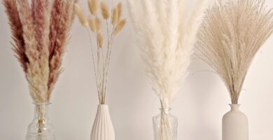 65PCS Pampas Grass Decor, Including pompas Floral, Reed Dried Grass and Bunny Tails Dried Flowers, Natural Dried Pampas Grass Bouquet for Boho Decor Wedding, Home Decoration