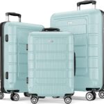 SHOWKOO Luggage Sets Expandable PC+ABS Durable Suitcase Double Wheels TSA Lock Mint Green