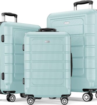 SHOWKOO Luggage Sets Expandable PC+ABS Durable Suitcase Double Wheels TSA Lock Mint Green