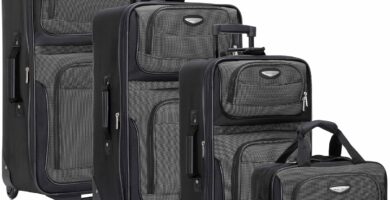 Travel Select Amsterdam 4-Piece Softside Expandable Rolling Luggage Set, Lightweight 2-Wheel Suitcases, Packing Cubes, Travel Tote, Durable Polyester Construction, Gray