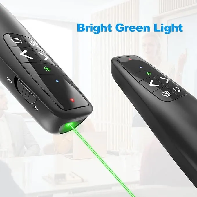 Clicker PowerPoint Presentation Wireless Presenter Remote, Green Laser Pointer for Computer Clickers, USB C A Project Power Point PPT Clicker for Mac Laptop Office, Slideshow Google Slide Advancer