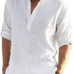 COOFANDY Men’s Cotton Linen Henley T-Shirt Long Sleeve Hippie Casual Beach T-Shirts