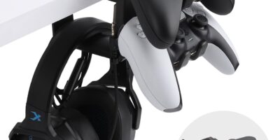 PC Gaming Headphone Stand & Controller Holder, 3 in 1 Under Desk Clamp Universal Headset Controllers Hook with Adjustable and swivelling arm clamp(Black) PC Gaming Headphone Stand & Controller Holder, 3 in 1 Under Desk Clamp Universal Headset Controllers Hook with Adjustable and swivelling arm clamp(Black)