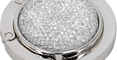 TANOSII Foldable Purse Hook Floding Handbag Hanger Bling Rhinestone Bag Holder for Table Desk 1 PCS White