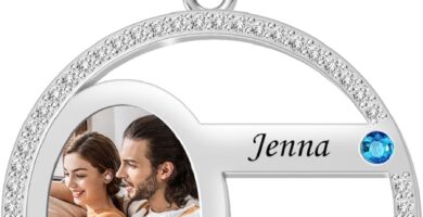 Custom Photo Picture Necklace with 1-5 Birthstones Birth Month Stones Engraved Names Ideal Gift for Mothers Grandmothers Family Celebrations