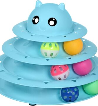 UPSKY Cat Toy Roller 3-Level Turntable Cat Toys Balls with Six Colorful Balls Interactive Kitten Fun Mental Physical Exercise Puzzle Kitten Toys