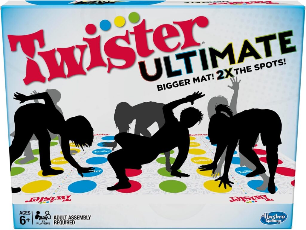 Hasbro Gaming Twister Ultimate: Bigger Mat, More Colored Spots, Family, Kids Party Game Age 6+; Compatible with Alexa (Amazon Exclusive)