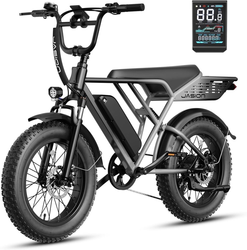 Jasion RetroVolt Electric Bike for Adults, 1500W/2000W Peak – 30/38MPH Electric Dirt Bike, 48V-52V, 13AH/20AH Battery, 65/90Miles Max Range Electric Motorcycle, 20” X 4” Fat Tire All-Terrain E-Bike Jasion RetroVolt Electric Bike for Adults, 1500W/2000W Peak – 30/38MPH Electric Dirt Bike, 48V-52V, 13AH/20AH Battery, 65/90Miles Max Range Electric Motorcycle, 20” X 4” Fat Tire All-Terrain E-Bike