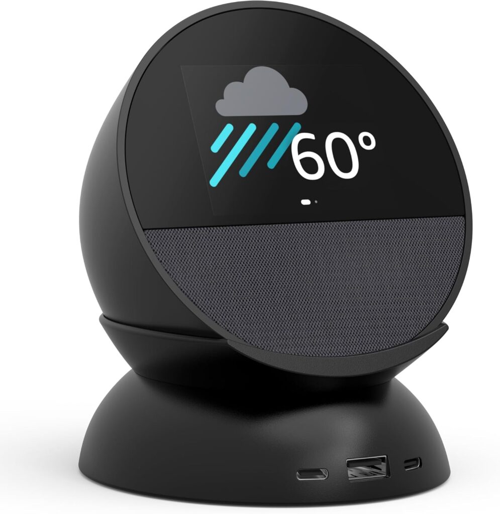 Echo Spot Bundle: Includes Echo Spot (2024 Release) | Black & Made for Amazon Stand with USB-C and USB-A Charging Ports | Black Echo Spot Bundle: Includes Echo Spot (2024 Release) | Black & Made for Amazon Stand with USB-C and USB-A Charging Ports | Black