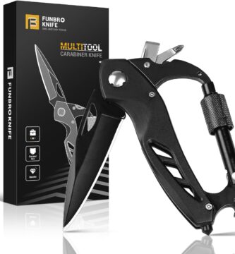 Multitool Carabiner with Pocket Knife, Stocking Stuffers Gifts for Men, EDC Carabiners with Folding Knives, Bottle Opener, Window Breaker and Screwdriver, Survival Gear for Camping Hiking