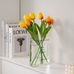 Puransen Clear Book Flower Vase – Floral Bookshelf Decor, Acrylic Flower Holder & Space-Saving Organizer, Modern Home Office/Study Desk Minimalist Aesthetic (Not Including Flowers)