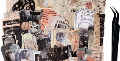 TIYPKE 200pcs Aesthetic Stickers – Vintage Scrapbook Stickers for Journaling, Bullet Journals, Scrapbooking, Space & Moon Themes