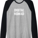 Digital Nomad World Travel Work Gear Raglan Baseball Tee