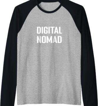 Digital Nomad World Travel Work Gear Raglan Baseball Tee