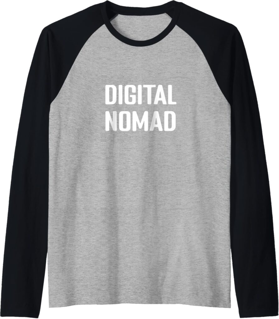 Digital Nomad World Travel Work Gear Raglan Baseball Tee