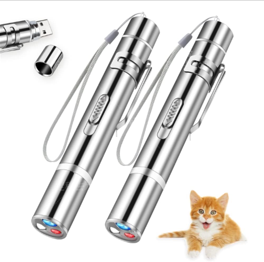 2 Pcs Cat Toy Laser Pointer Fun Playing Training Indoors Interactive Toys Presentation Clicker Pointer Teaching Pen USB Recharge 7 Adjustable Patterns Pet Chase Toy (Double) 2 Pcs Cat Toy Laser Pointer Fun Playing Training Indoors Interactive Toys Presentation Clicker Pointer Teaching Pen USB Recharge 7 Adjustable Patterns Pet Chase Toy (Double)