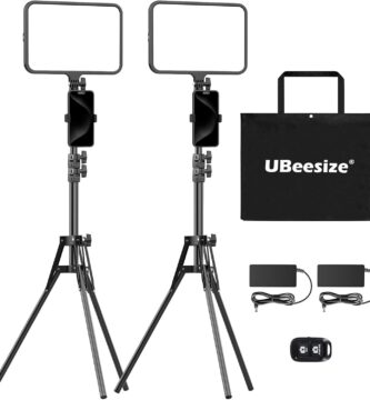UBeesize 2 Pack LED Video Light Kit, Photography Lighting, 13″ Studio Lights with 65″ Tripod Stand and Phone Holders, Podcast Lighting for Video Recording,Tiktok,YouTube