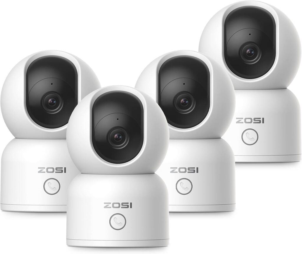 ZOSI 2K Indoor Pan/Tilt Security Camera, 4 Pack C518 360 Degree Baby Pet Monitor, 2.4G/5G Dual-Band WiFi Smart Home Cam with Phone App,2 Way Audio, Cloud & Memory Card Storage, Plug-in ZOSI 2K Indoor Pan/Tilt Security Camera, 4 Pack C518 360 Degree Baby Pet Monitor, 2.4G/5G Dual-Band WiFi Smart Home Cam with Phone App,2 Way Audio, Cloud & Memory Card Storage, Plug-in