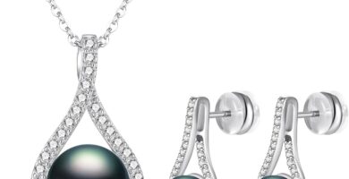 Pearl Necklace and Earring Set for Women- 925 Sterling Silver Adjustable Jewelry Set, White Gold /14K Gold Plated Infinity Black White Pearl Jewelry Set Anniversary Birthday Gifts for Her Pearl Necklace and Earring Set for Women- 925 Sterling Silver Adjustable Jewelry Set, White Gold /14K Gold Plated Infinity Black White Pearl Jewelry Set Anniversary Birthday Gifts for Her